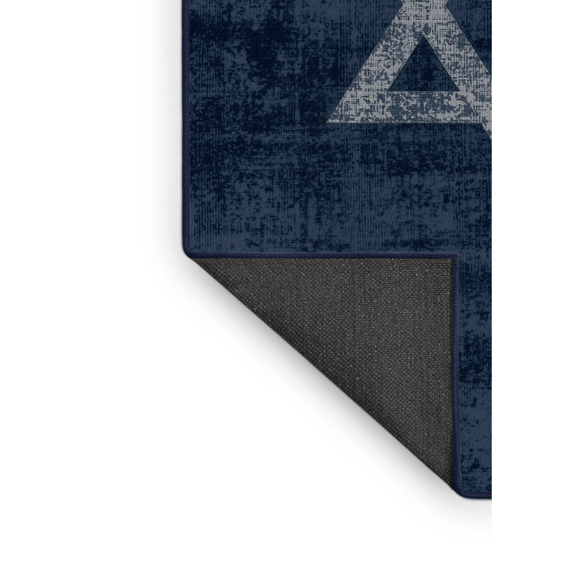 Soft Plush Eucleides Hanukkah Modern & Contemporary Abstract Area Rug in Blue – Navy Binding, 6x9