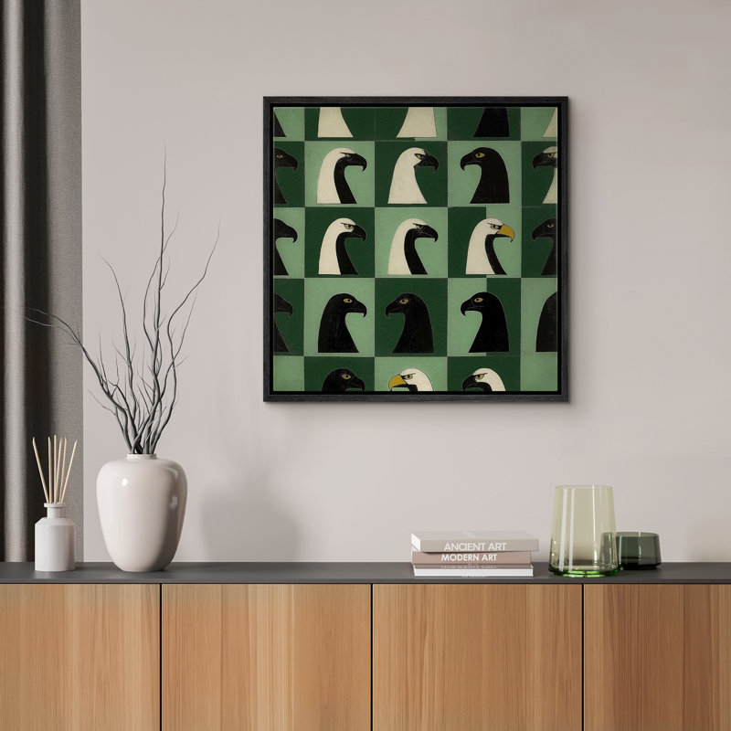 «Green Eagle Bird Portraits Modern Rustic», impression sur toile encadrée, Noir, noir, noir, noir, H 24 po x l 24 po