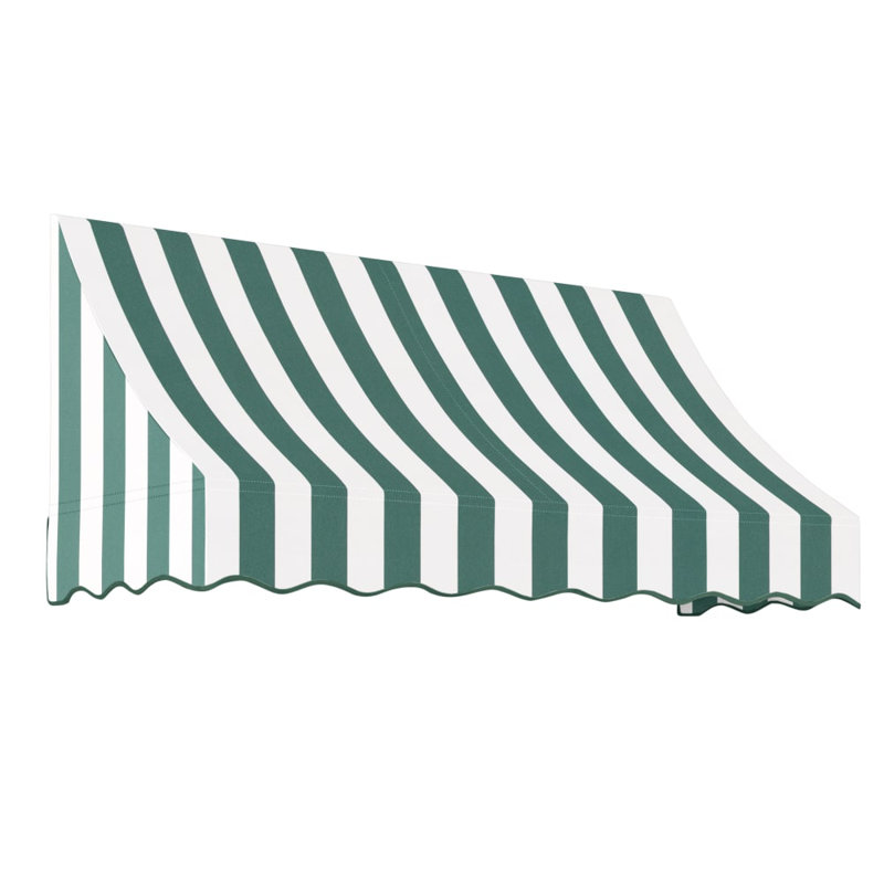 Auvent fixe Awntech Nantucket, H 31 po x l 76,5 po x P 24 po, Forêt / rayure blanche