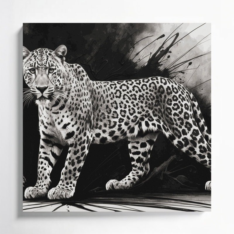 «Big Cats», art léopard sur toile gris, H 8 po x l 8 po