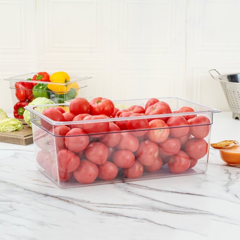 Contenant de rangement pour aliments pleine grandeur restaurantware-met lux, 1 boîte de preuve de profondeur de 8 pouces - rectangulaire, mesures graduées, récipient de rangement en plastique transparent de qualité alimentaire, lavable à la vaisselle, couvercles vendus séparément