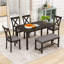 Ensemble de salle à manger 6 pièces Hayleah, table de salle à manger rectangulaire, chaises rembourrées et banc-584699248-584699257-584699239