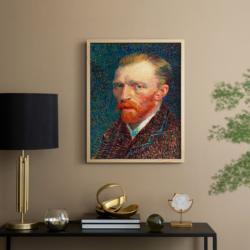 Reproduction encadrée vintage en bois massif avec impression de portrait rétro XXXII, Naturel, H 21 po x l 17 po