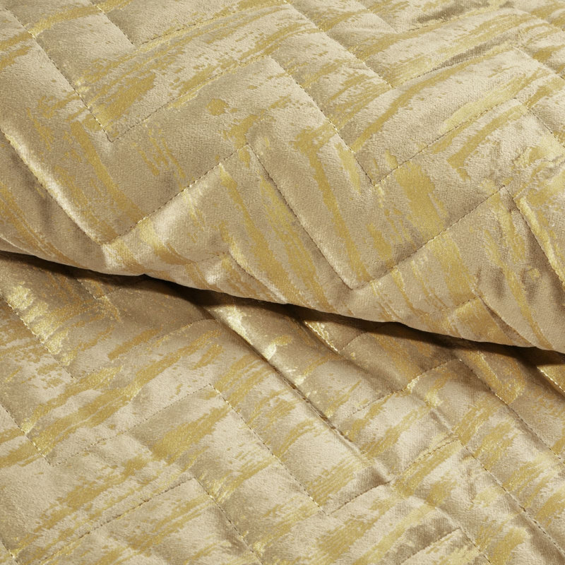 Gasha Polyester Geometric Shapes Bedspread, W170 x L210cm, Beige