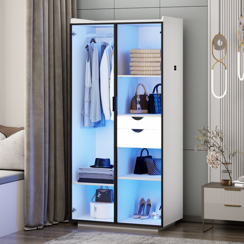 2 Door Manufactured Wood Wardrobe, White