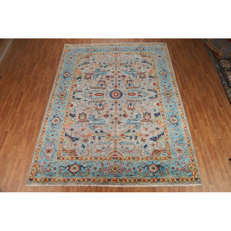 Tapis traditionnel traditionnel gris Oushak 9 x 12