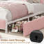 Structure de lit simple TG avec 2 tiroirs et station de charge, lit plateforme rose-1684718092-1684718094