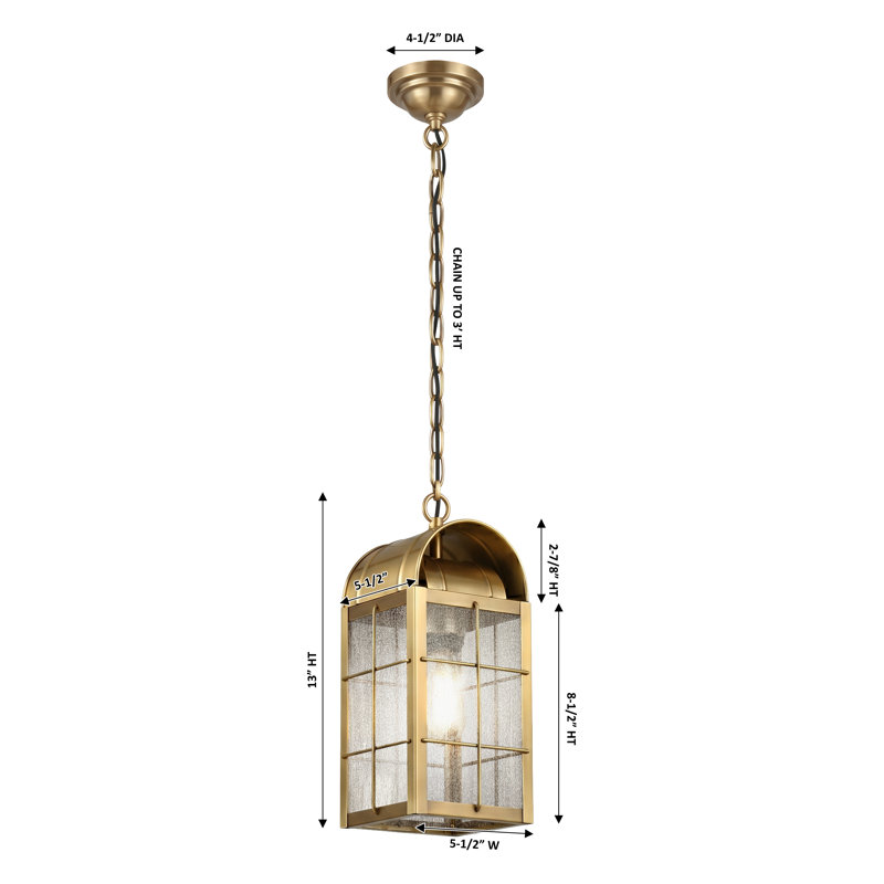 Laiton Traditions - Durham - 1 lumière - 13 pouces - Laiton antique - Laiton massif - Luminaire suspendu, À bulles