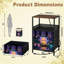 Table de chevet 2 tiroirs avec station de charge, table de chevet pour chambre à coucher avec ports USB, tablette ouverte noire, table de chevet avec impression de effets de lumière magiques aux couleurs néon