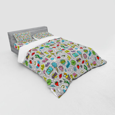 Ensemble de housse de couette en microfibre bleu / vert / rouge