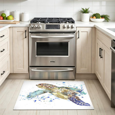 Tapis d'intérieur lavable à la machine Blue Sea Turtle