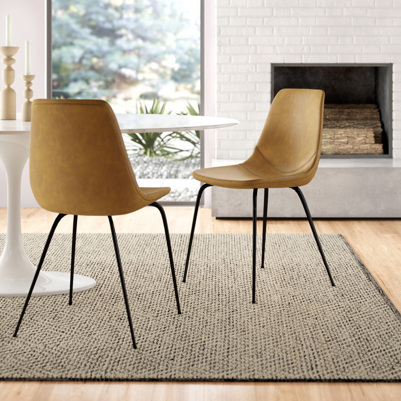 Chaise d'appoint rembourrée en similicuir Saairah, Similicuir miel