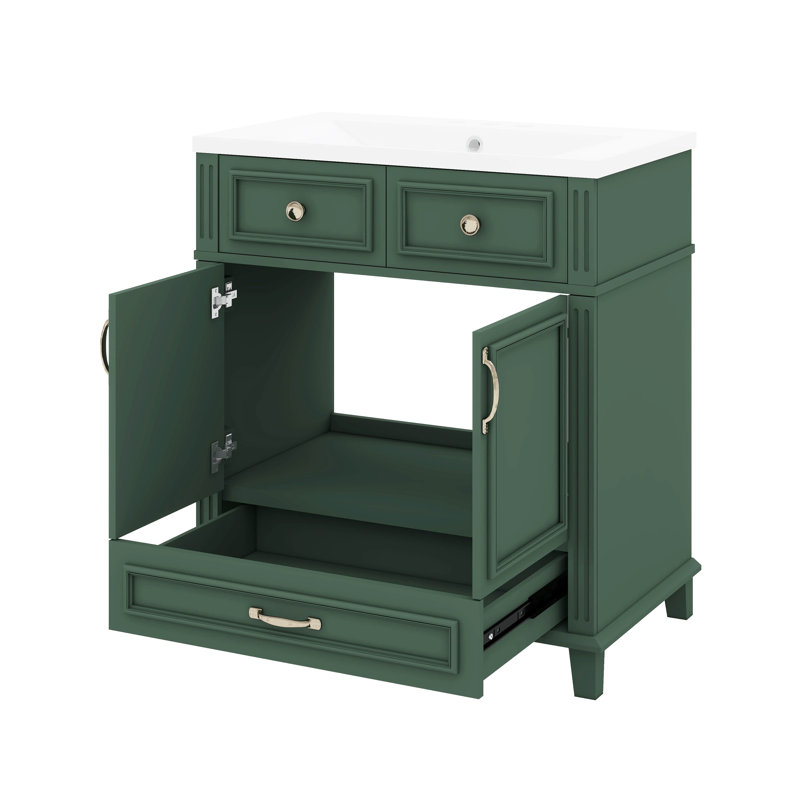 Ensemble de meuble-lavabo 30 po avec lavabo, 2 portes et 1 tiroir, Vert