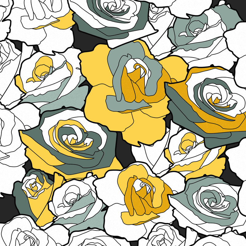 «Yellow and Gray Roses 2», impression sur toile tendue, H 12 po x l 12 po
