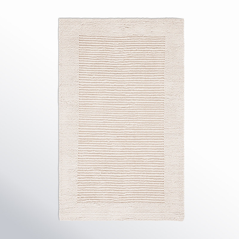 Tapis en laine / coton tissé à la main Burdick en ivoire / beige, Rectangulaire 3 pi x 5 pi