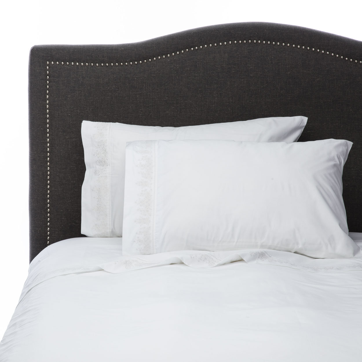 Cali Cotton Sheet Set, White, Twin Sheet Set with 1 Pillowcase