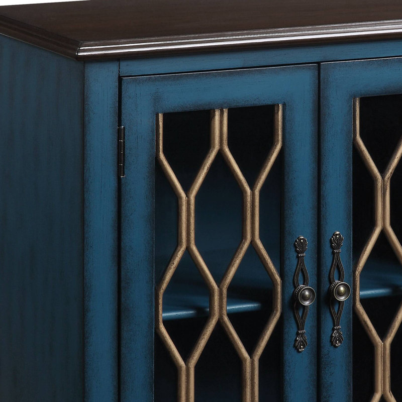 Armoire console au fini bleu antique