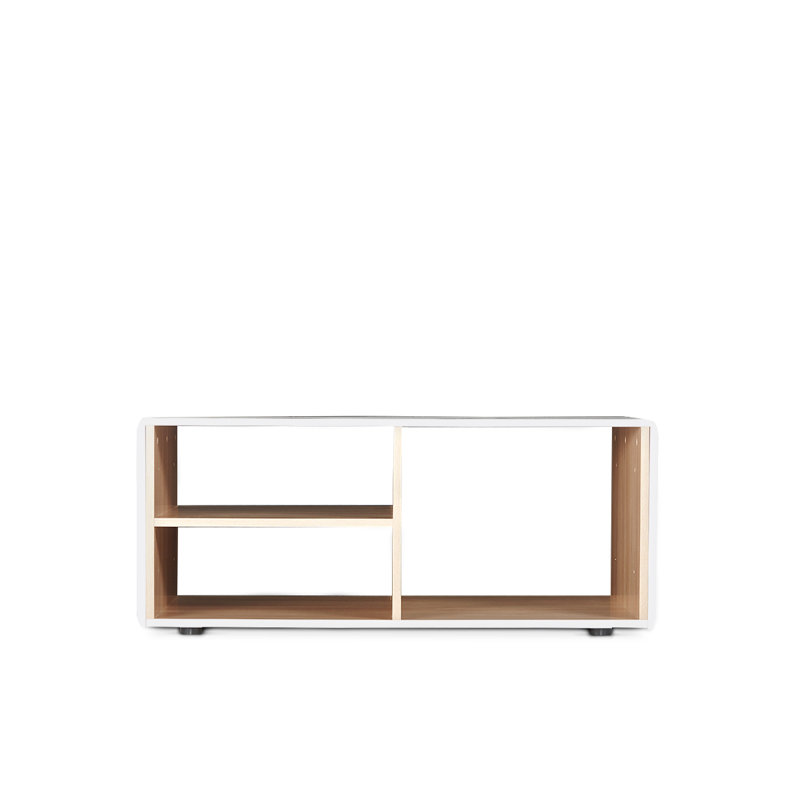 Goddard Four Leg Coffee Table, Matt white/High-gloss white/Oak