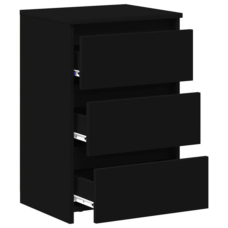 vidaXL Bed Cabinet Engineered Wood 15.7x13.8x24.6 in, Black, Set of 2