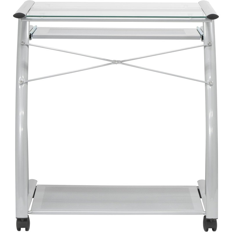 L-Shaped Computer Desk With Sliding Keyboard Tray And Mobile Casters For Home Office Workspace
