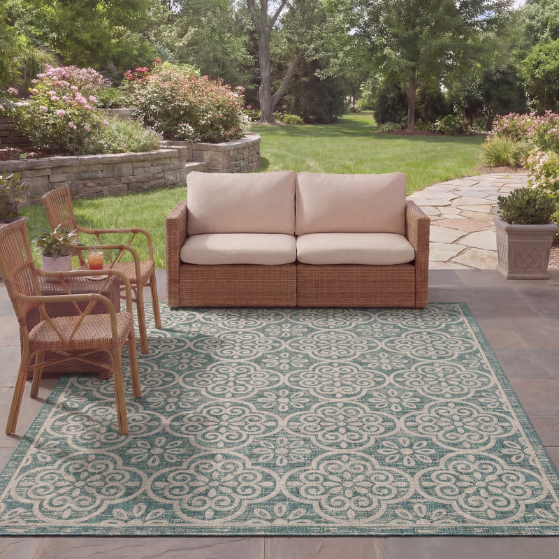 Tapis d'intérieur / extérieur à motif floral Courtyard Performance