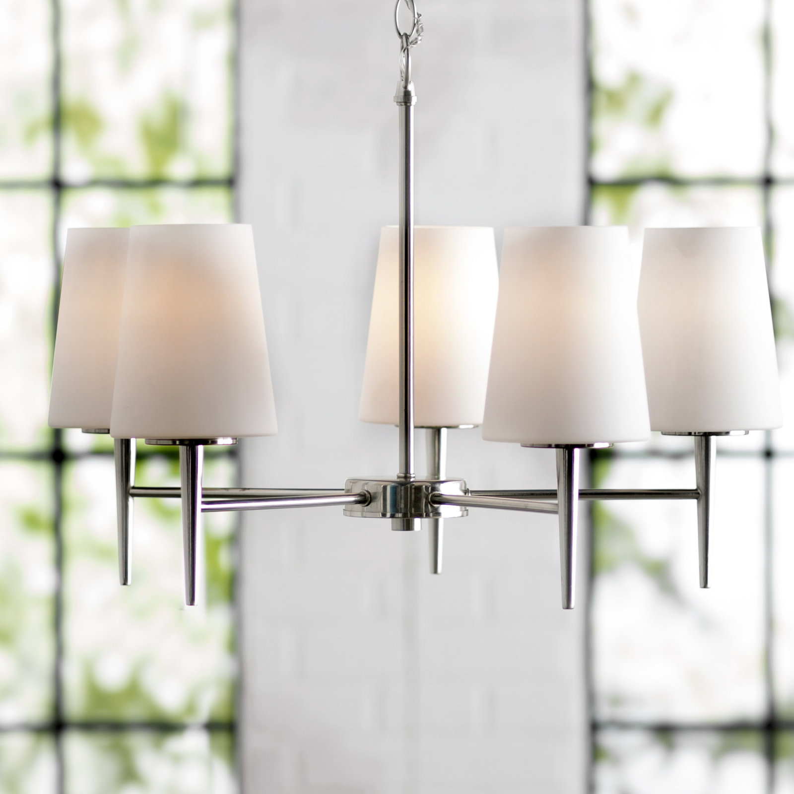 Erlandson 5 - Light Dimmable Chandelier, 17.5" H x 25.25" W x 25.25" D, Brushed Nickel, 100 Watt A19 Medium