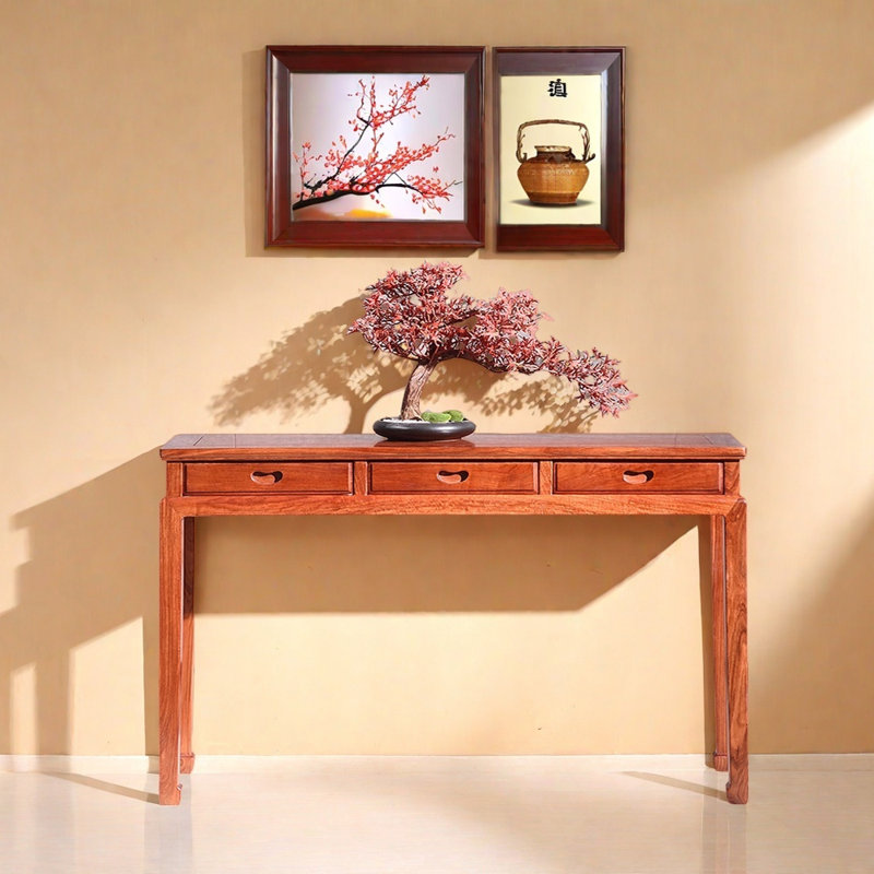 Retro Solid Pterocarpus Console Table, 31.5" H x 50.4" W x 15" D