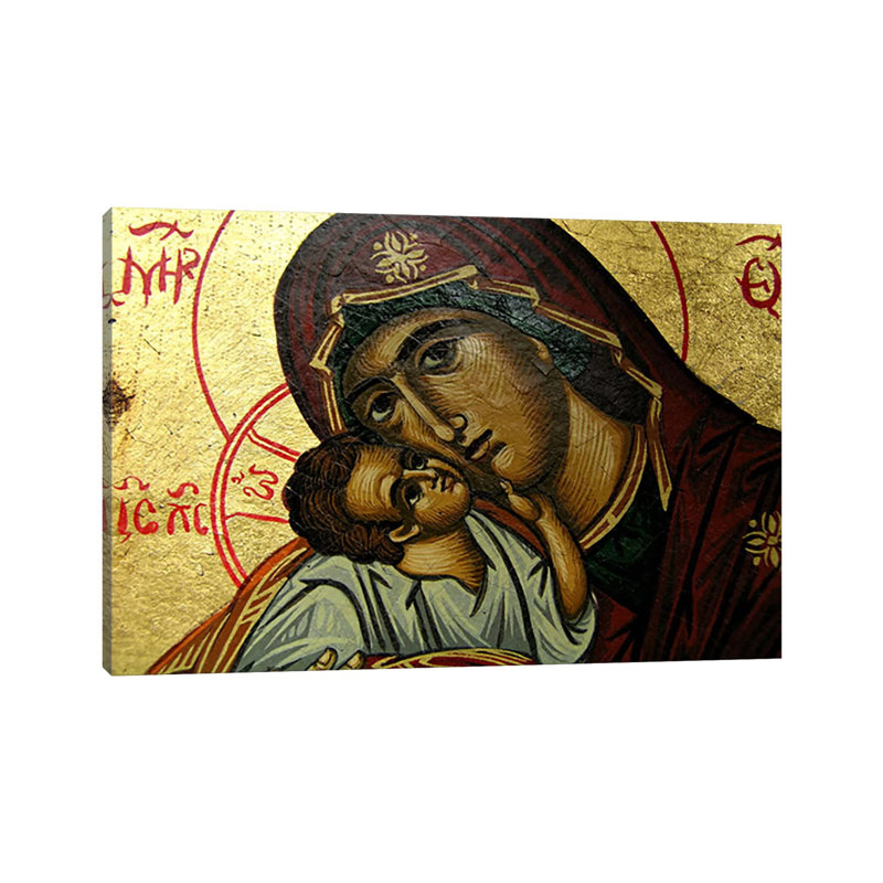 Christian Icon Virgin Mary - Wrapped Canvas Painting, 20.32 cm H x 30.48 cm W