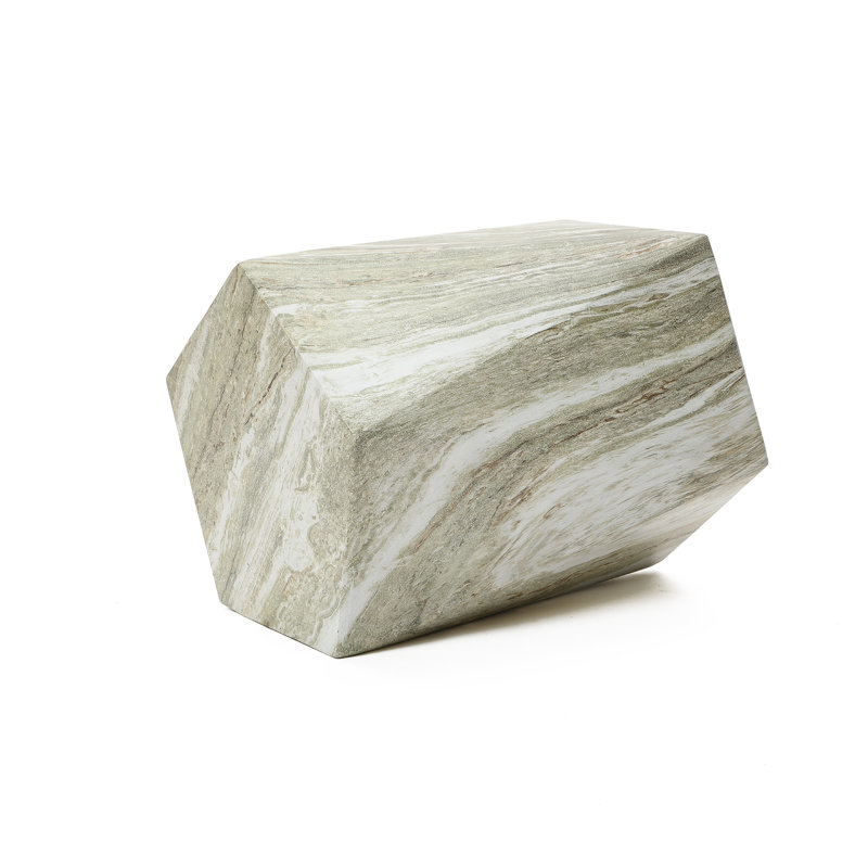 18.4'' H Green Faux Marble Outdoor Side Table for Patio, 18.4" H x 15.6" Diameter