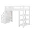 Lit mezzanine avec tablettes, escalier de rangement, petite armoire et lumière DEL blanche-224700359