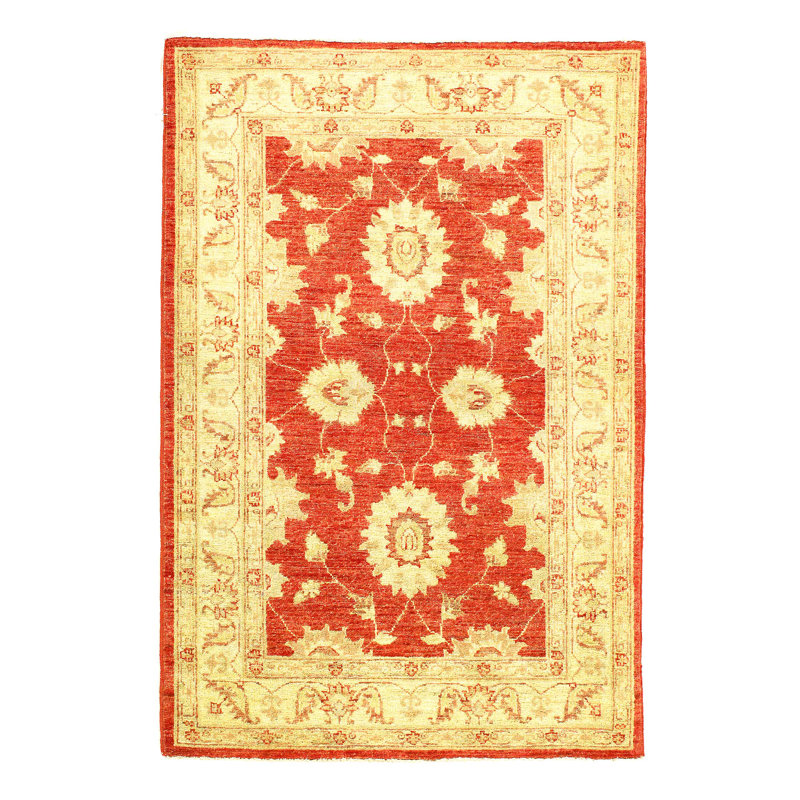 Farahan Wool Oriental Area Rug in Cream/Rust