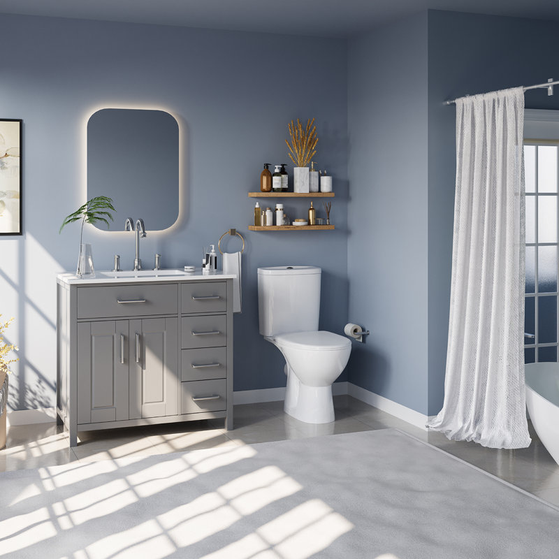 Ensemble de meuble-lavabo simple 36 po Mexia, Gris, Argent