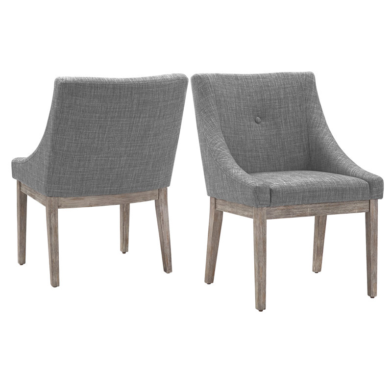 Chaise d'appoint Irving Place, Lin gris, Chêne gris antique
