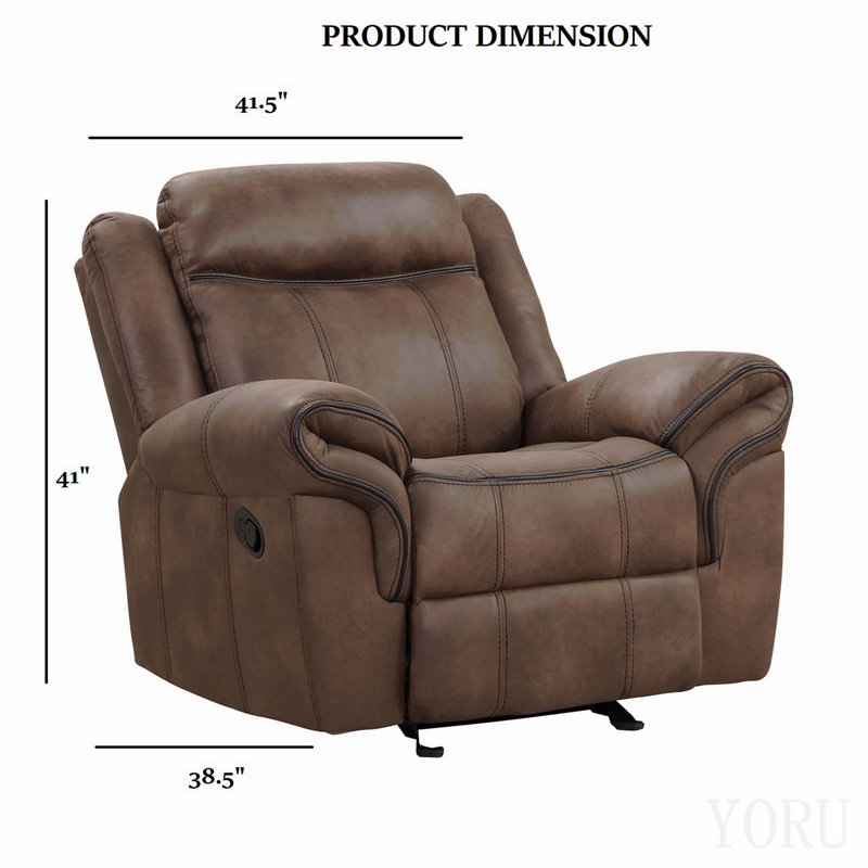 Fauteuil inclinable et oscillant avec accoudoirs inclinables de style transitionnel et finition brune