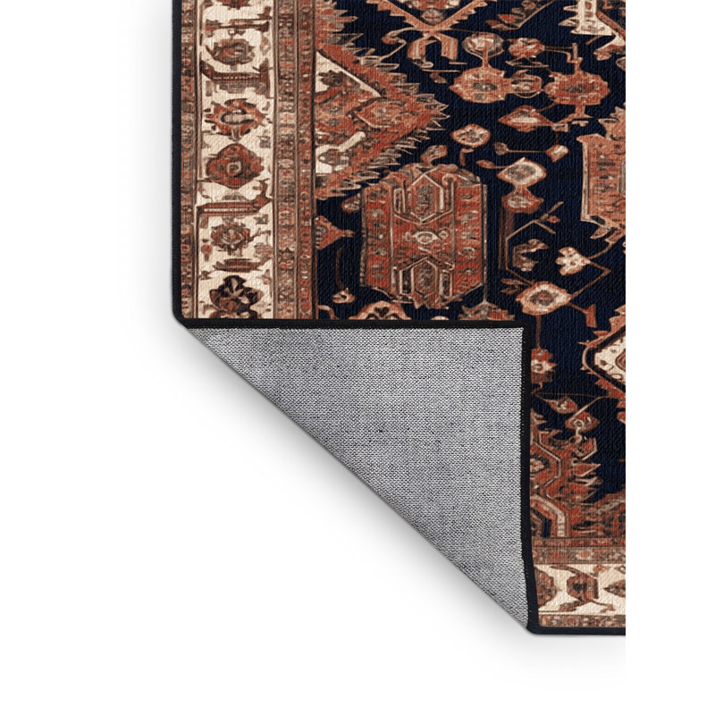 Machine Washable Persian Brown Area Rug, Round 4'