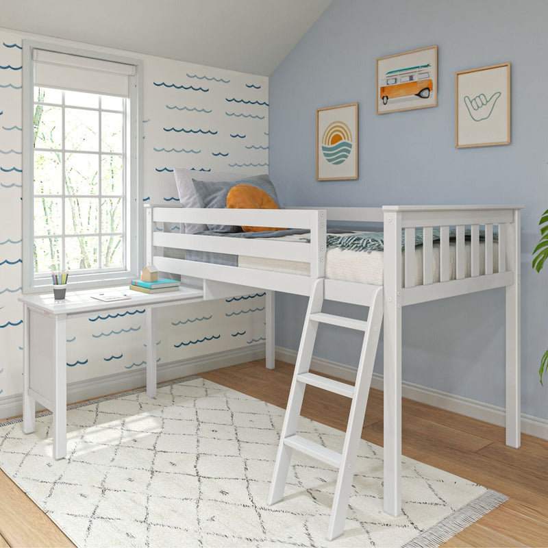 Lit mezzanine simple bas avec bureau