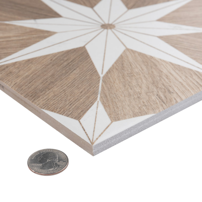 Llama Stella Loire Verso 10" x 10" Porcelain Marble Look Wall & Floor Tile, Verso Noce