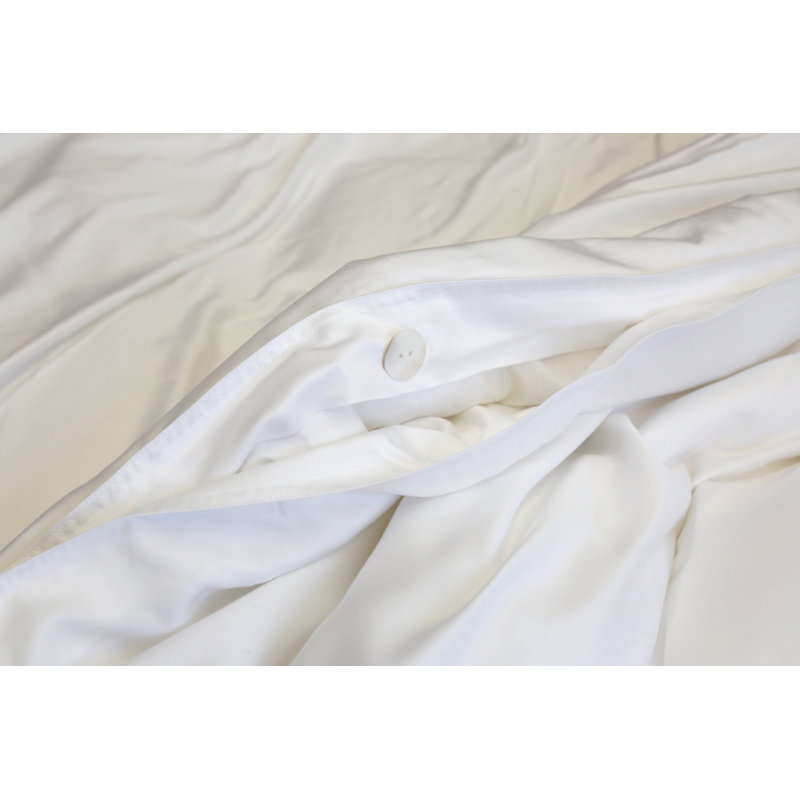 Parker White 100% Cotton 300 TC Modern & Contemporary 3 Piece Duvet Cover Set, Rayon from Bamboo, Ivory