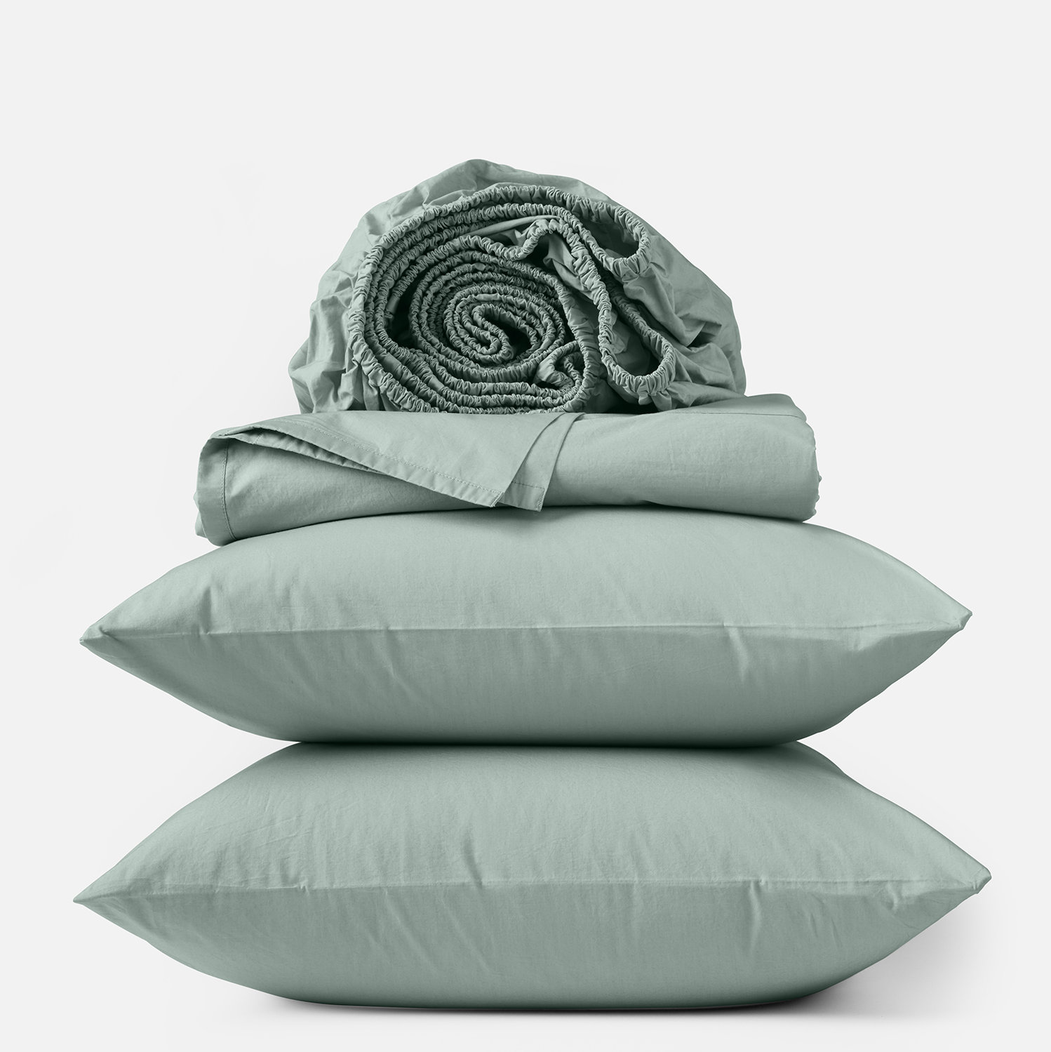Refined Organic Percale Sheet Set, Twin Sheet Set with 1 Pillowcase, Seafoam