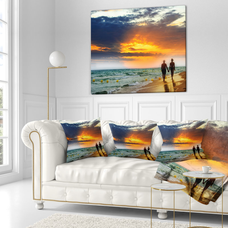 Coussin décoratif lovers à la plage mer, 18 po x 18 po, Coussin décoratif