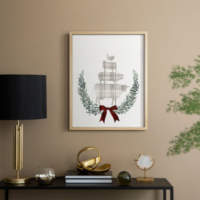 Yuletide Animals I, reproduction encadrée - bois massif
