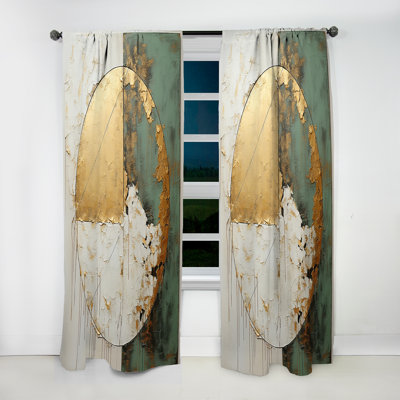 Peinture or et verte Fusion I - Rideau en velours moderne - obscurcissant - 1 panneau
