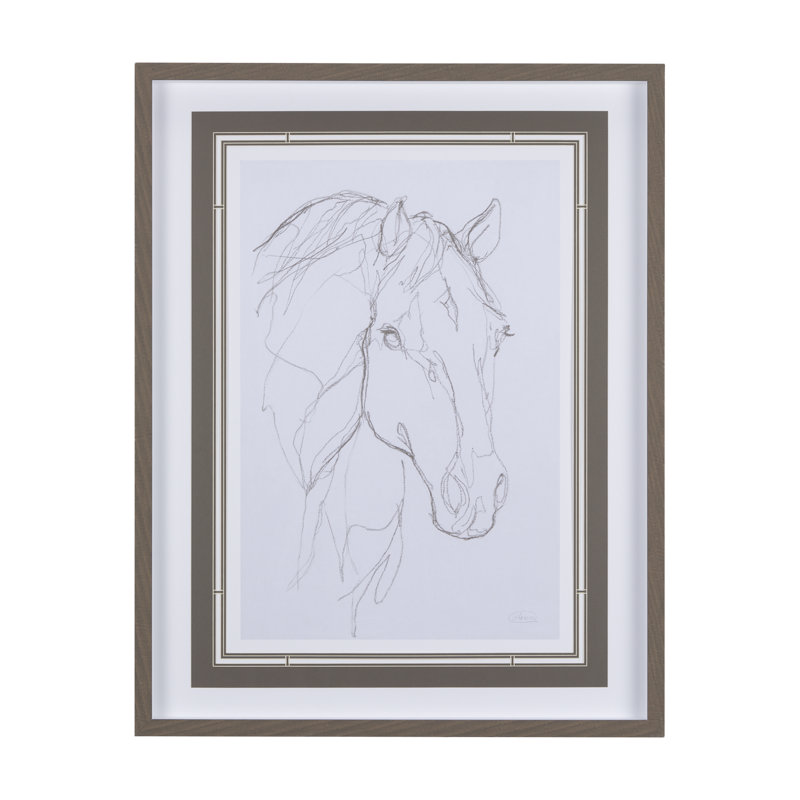 «Horse III Olive a», reproduction d'art encadrée texturée à la main, Thoroughbred III, Brun, 29.5L x 1.6W x 37.5H