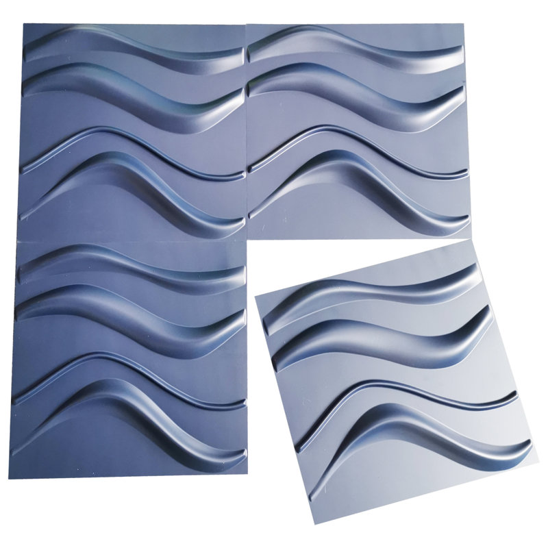 12-Pack 19.7"x19.7" 3D Wave Design Wall panels,PVC Panel for Interior Wall Decor,Blue