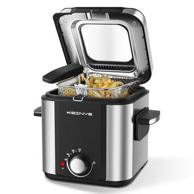 Electric Deep Fryer, 1.5 Litres Oil Capacity, Small Deep Fryer with Basket, Cool Touch Sides, Nonstick