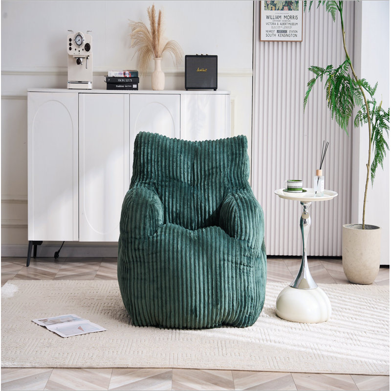 Fauteuil à billes Soft Velvetoy, Velours côtelé vert