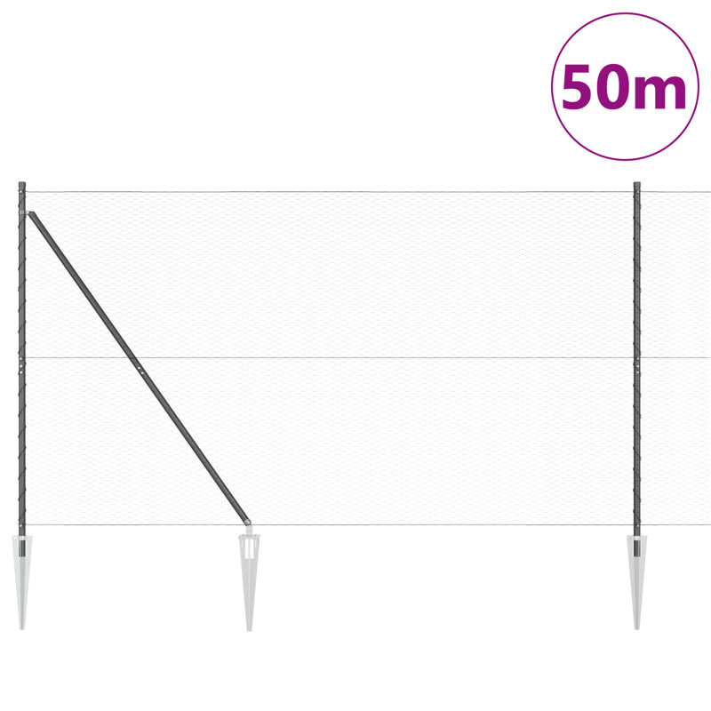 Hexagon Fence Grey 50 M Steel, 160cm H x 5000cm W