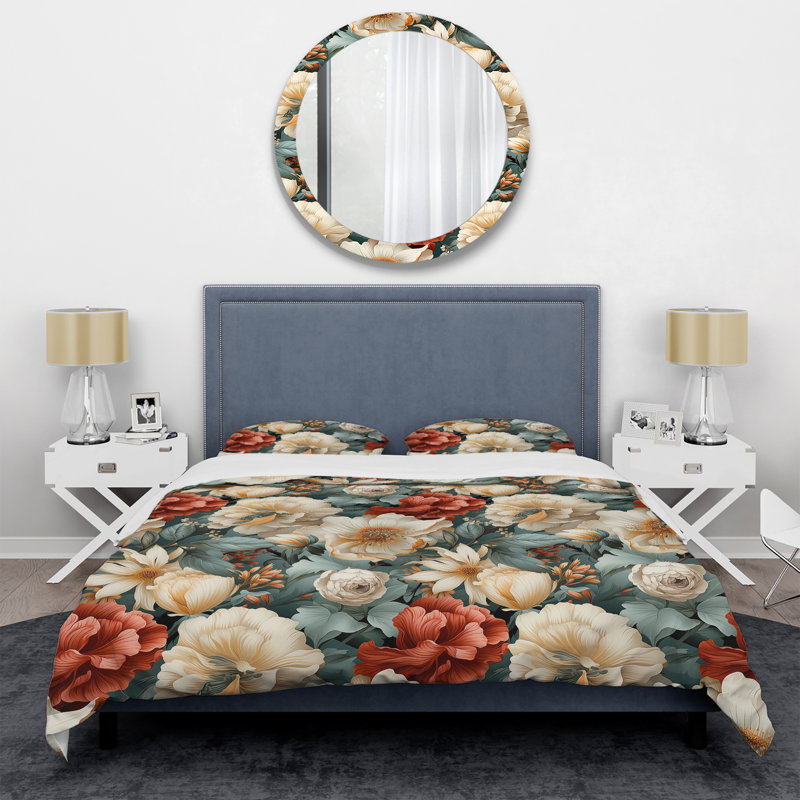 Ensemble de housse de couette Boho Victorian Romance Victorian, Housse de couette pour grand lit et 2 taies décor