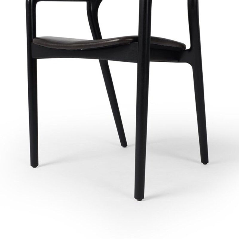 Amare Dining Armchair, Sonoma Black Genuine Leather, Black