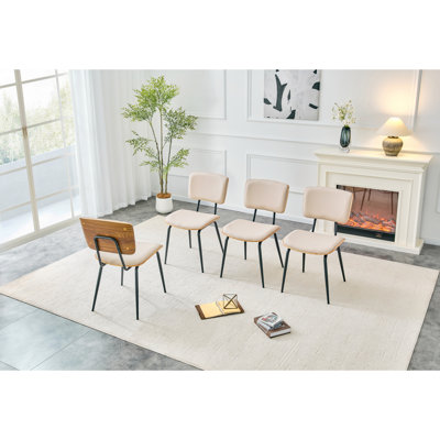 Comfort Dining Chairs Set Of 4, Pu Leather Wood Look Modern Kitchen